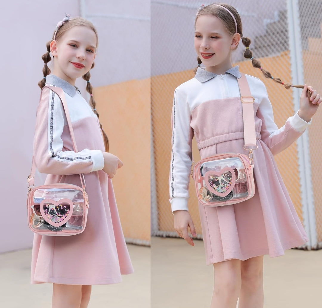 Clear Crossbody Bag for Women Girls Kids Purse Toddlers Shoulder Messenger Handbags Transparent Bags Wallet Pouch