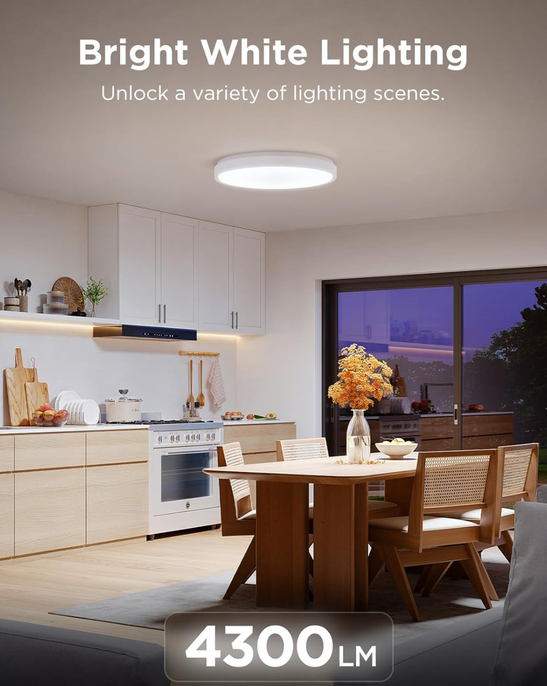 Govee Smart Ceiling Light 4300LM, RGBIC LED Ceiling Light Fixture Works with Matter, Flush Mount Light Fixture, DIY Colors, 2700K-6500K Ceiling Lights for Bedroom, Living Room, 15 Inch, 1 Pack