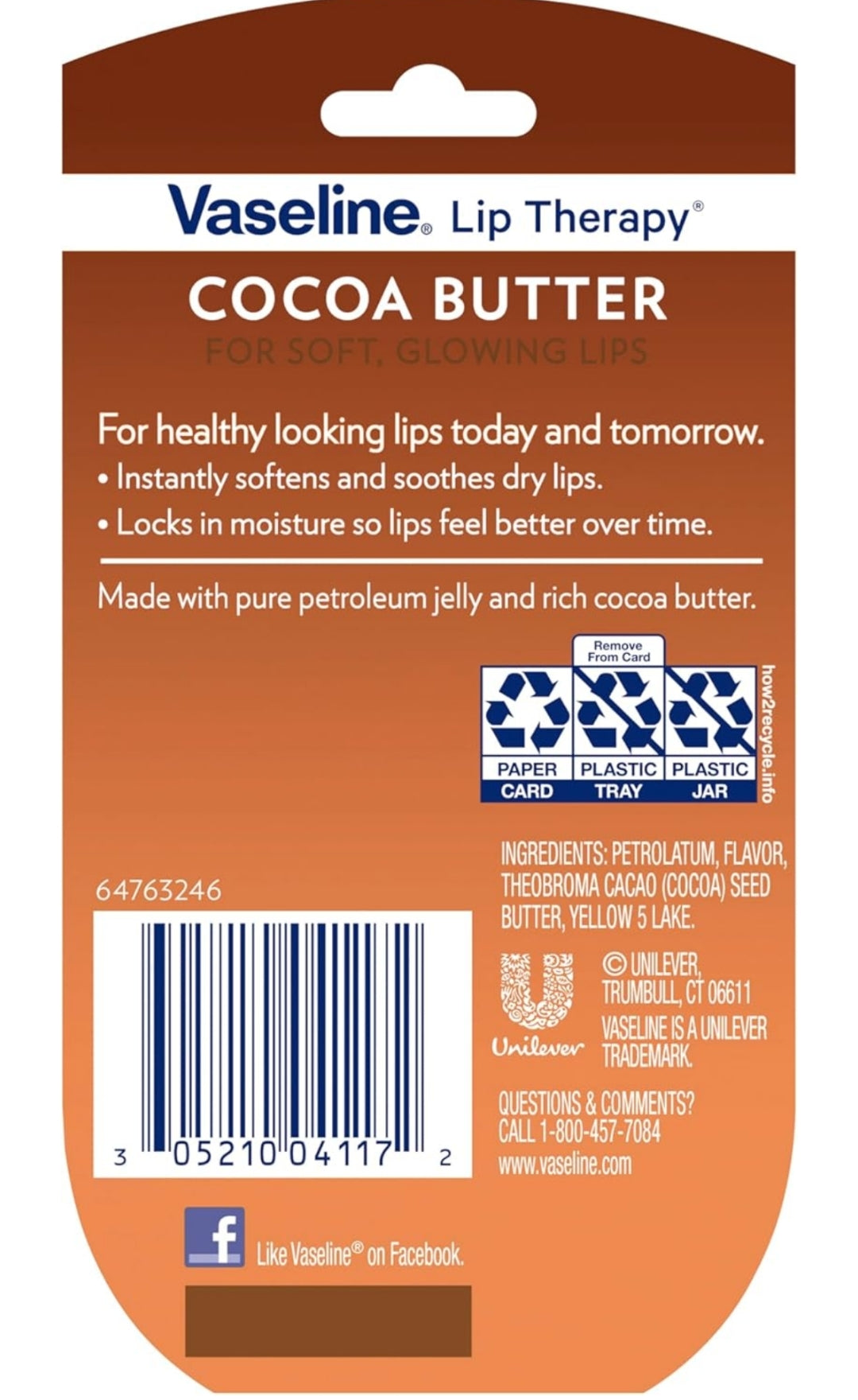 Vaseline Lip Therapy Lip Balm Mini 2 Pack Cocoa Butter For Dry Cracked Skin 0.25 oz