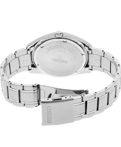 SEIKO Mans Kwarts Horlosie - Groen Wysplaat met Datum, Vlekvrye Staal Armband, 100M Waterbestand - NUUT