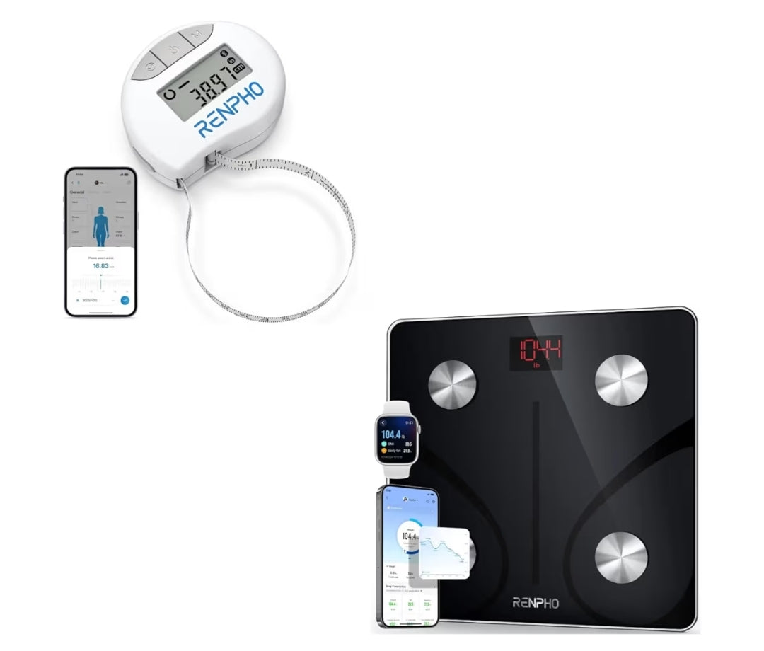 Body Fat Scale and Smart Tape Measure Body via Bluetooth Smartphone App