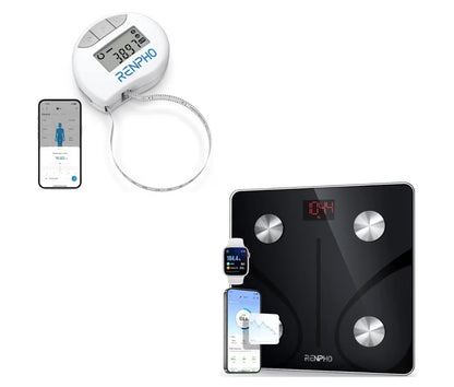 Body Fat Scale and Smart Tape Measure Body via Bluetooth Smartphone App