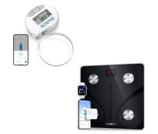 Body Fat Scale and Smart Tape Measure Body via Bluetooth Smartphone App
