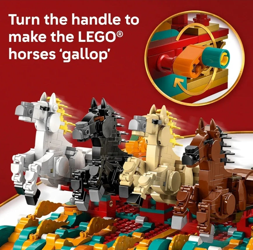 LEGO Lentefees Galoppende Perd Doek Kinders Bou Speelding - Jaar van die Perd Speelding - Boubare Chinese Nuwejaar Versiering