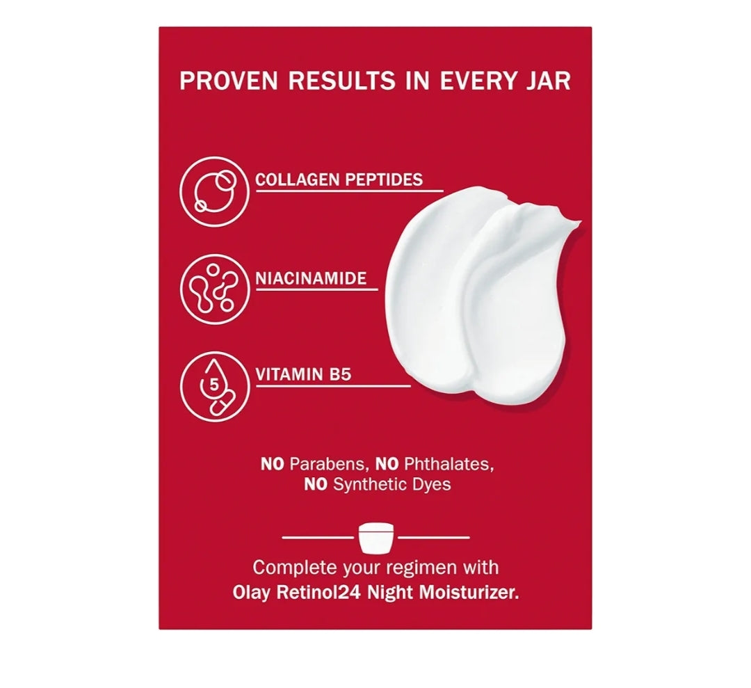 Olay Kollageen Peptied Gesigbevogtiger, Verstevigende Room Hidrerende Voller Velversorging - Niasinamied (1.7 Oz)