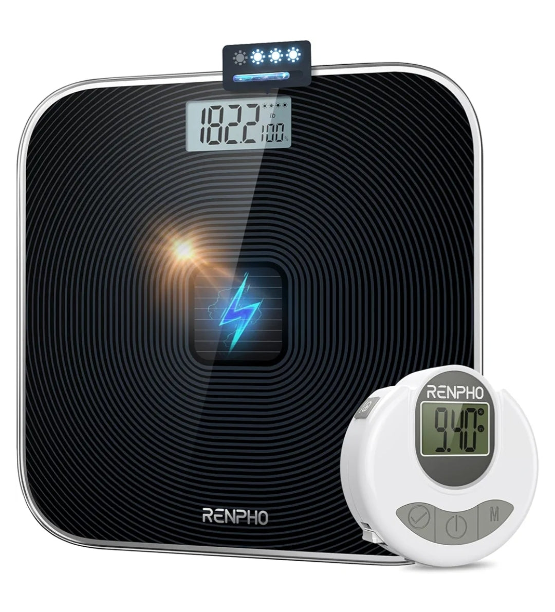 Scale for Body Weight & Smart Tape Measure, Non-Bluetooth Solar-Powered Digital Bathroom Scale - 60in /150cm