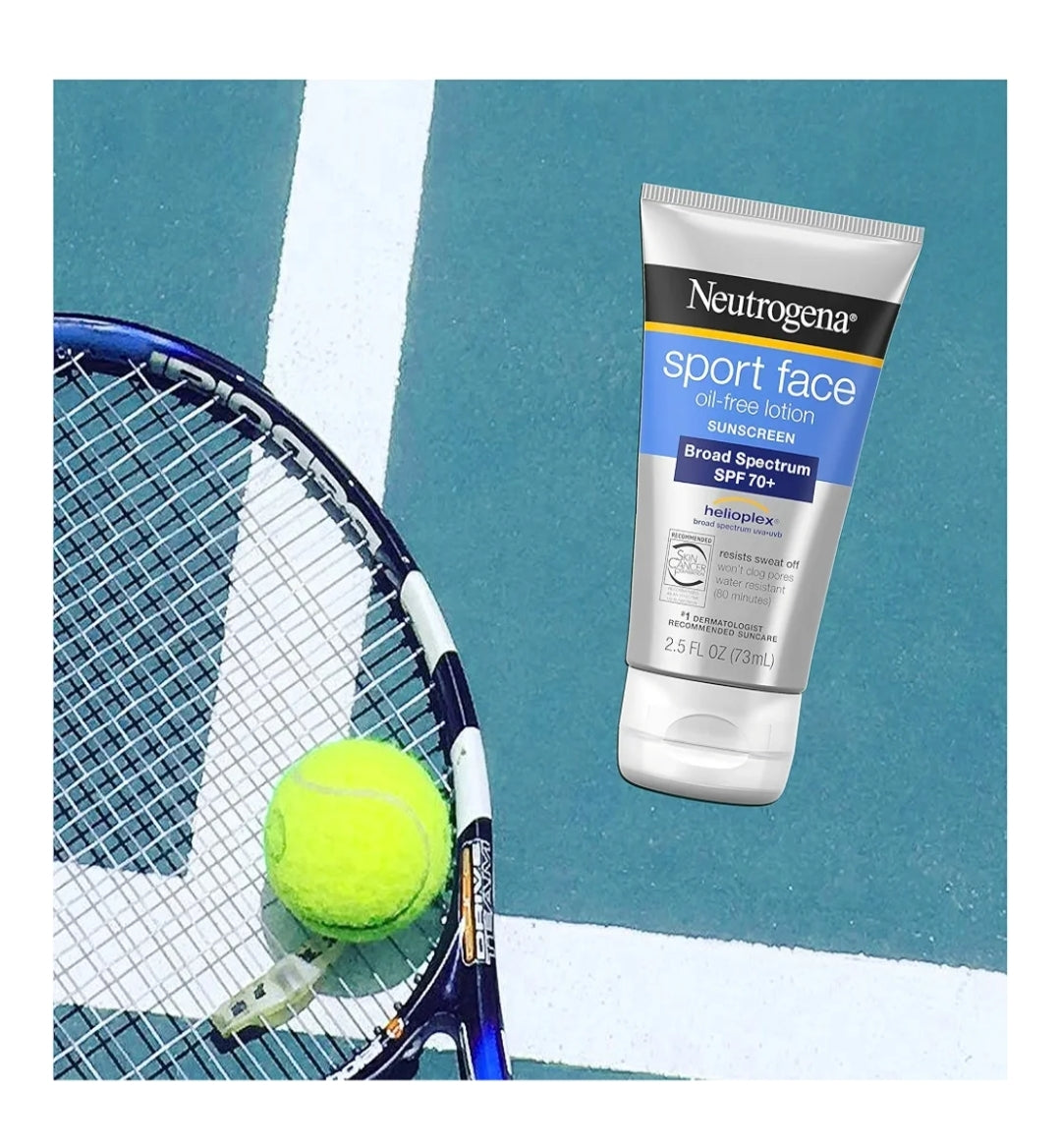 Neutrogena Sport Face Sunscreen SPF 70+ Olievry, 2.5 fl oz, Sweet- & Waterbestand, Breëspektrum UVA/UVB
