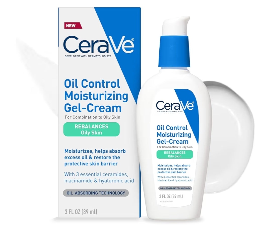 CeraVe Oil Control Moisturizing Gel-Cream, Face Moisturizer for Oily Skin, Niacinamide, Hyaluronic Acid Non-Comedogenic, Fragrance Free & Oil-Free