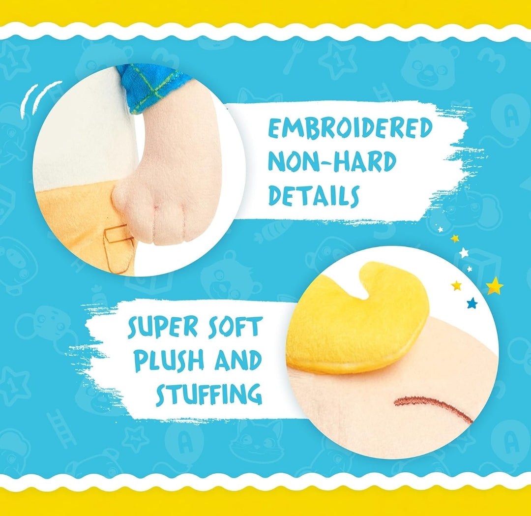 Just Play Cocomelon 100% Recycled Materials 13-inch JJ Plush Stuffed Doll, Super-Soft and Huggable, Kids Toys for Ages 18 Month