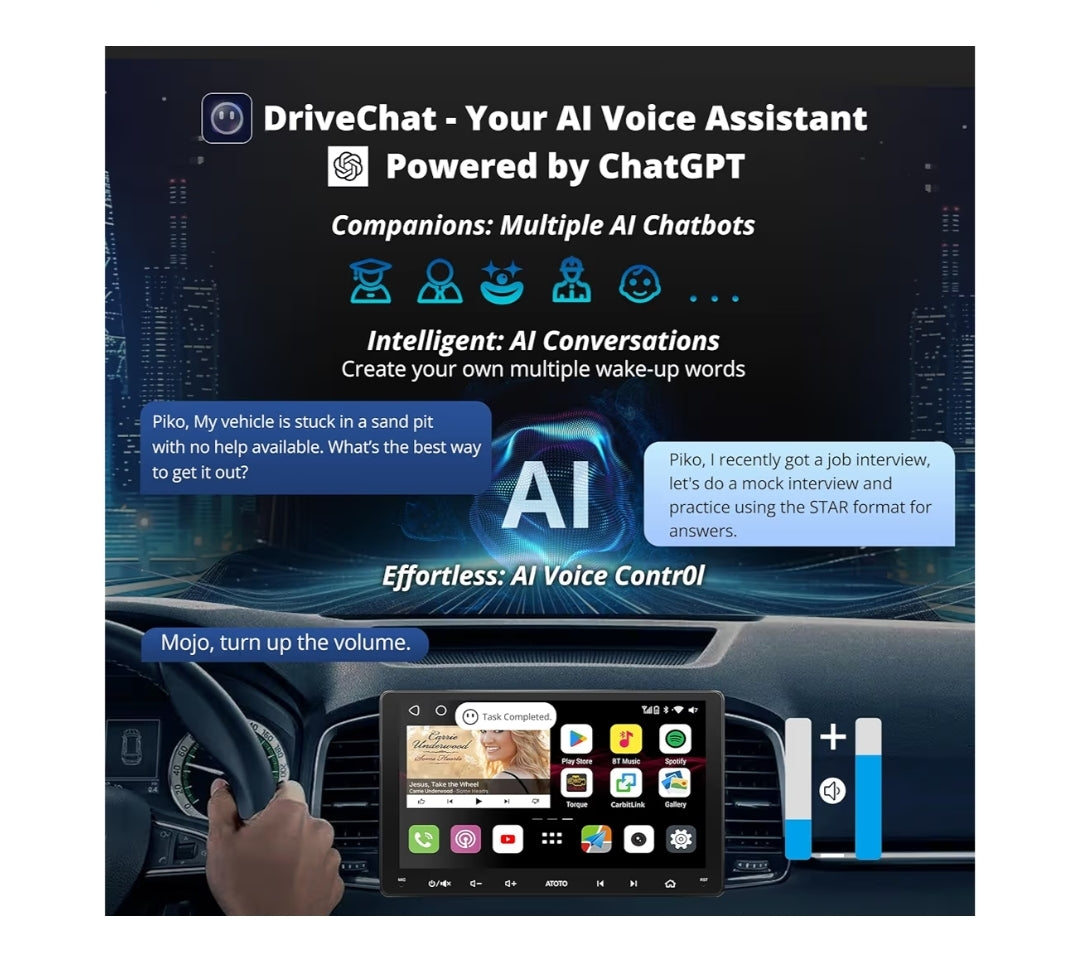 Ultra Nuwe 9" QLED Dubbel Din Android Motorstereo, 8-Kern 4G LTE/WiFi, Draadlose CarPlay&Android Auto, Dubbele Bluetooth met aptX HD, GPS-nasporing & KI-klets