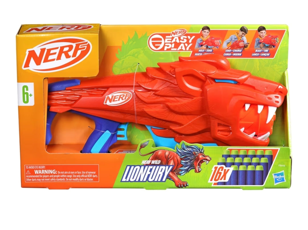 NERF Wild Lionfury Dart Blaster - 16 Elite Darts (Kids - Ages 6 & Up) - Outdoor Toys