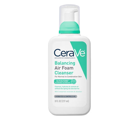 CeraVe Balancing Air Foam Face Wash, Skuimende Gesigsreiniger Vir Kombinasievel, 8H Oliebeheer + 24H Hidrasie - 8oz
