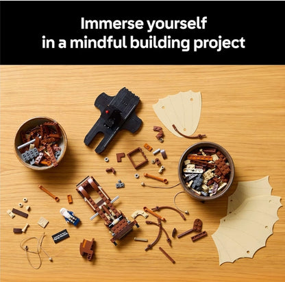LEGO Icons Leonardo da Vinci se Vliegmasjien DIY-stel – Ornitopterbou-stel Handwerk vir Huis- of Kantoordekor met Uitstalker