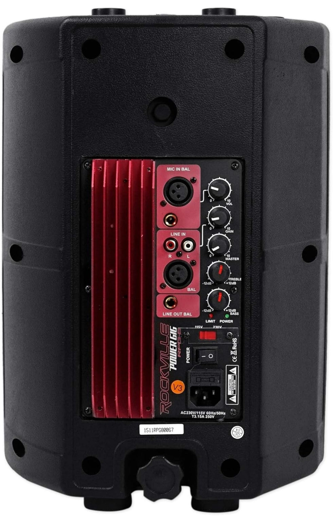 Rockville RPG8 400W 8" Powered PA Speaker, 2-Way System, Bluetooth, USB/SD Input - Lightweight