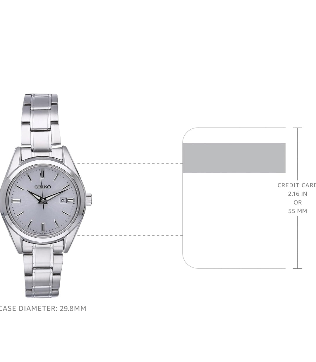 SEIKO Horlosie Datumkalender, en Waterbestand tot 100m - Silwer