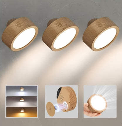 LED Wall Mounted Lights Wall Sconces Lamp 3 Color Temps Burlywood Rechargeable, Remote and Touch Control 5500mAh (3 PK)