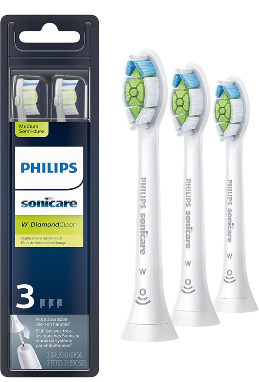 Philips Sonicare Oorspronklike W DiamondClean-vervangertandeborselkoppe, 3 Borselkoppe (Wit) HX6063/65