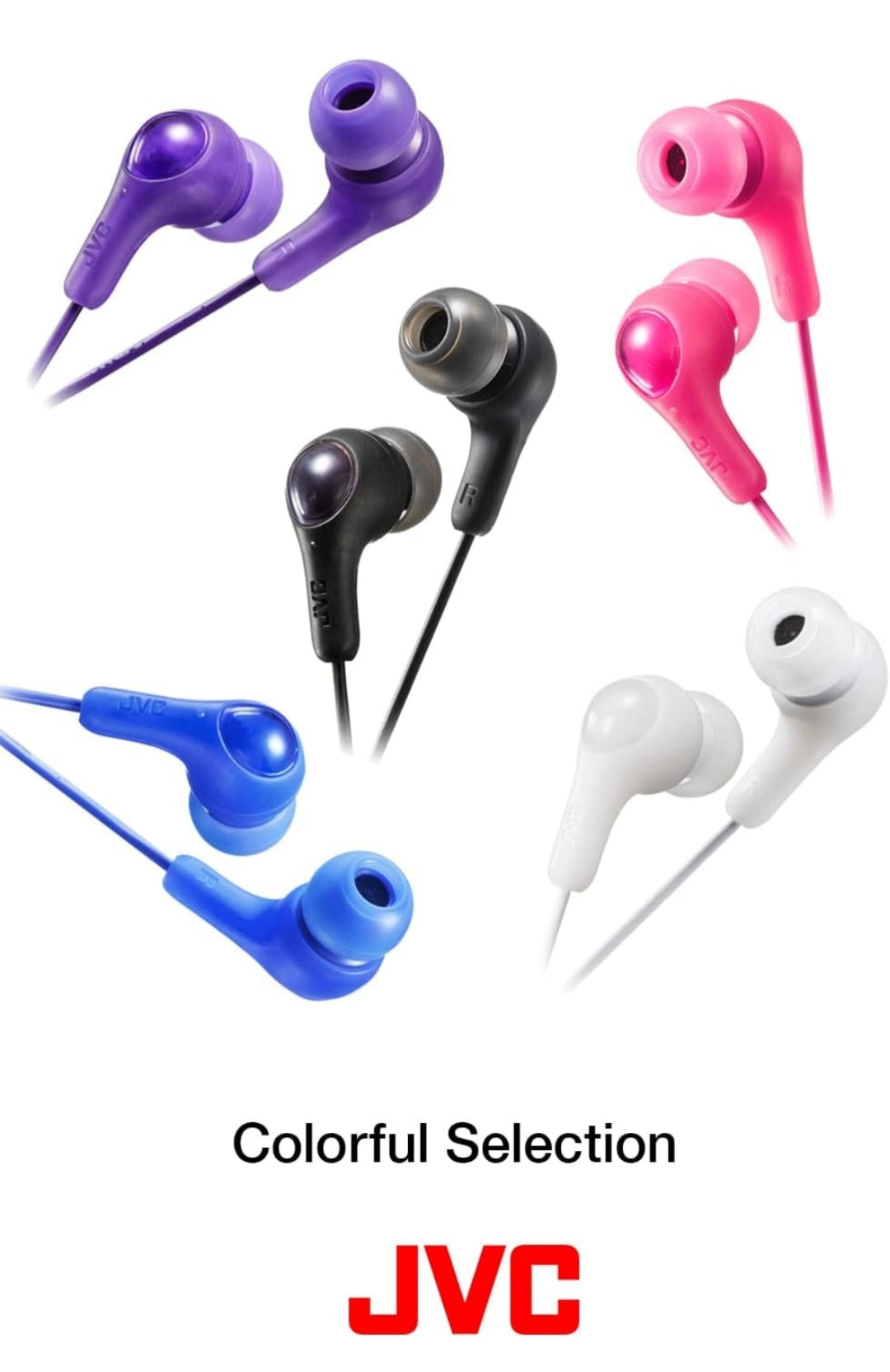 JVC Gumy "in-ear"-oordopjes, Kragtige klank, Gemaklike en veilige pasvorm, Silikoonoorstukke S/M/L - HAFX7W Wit