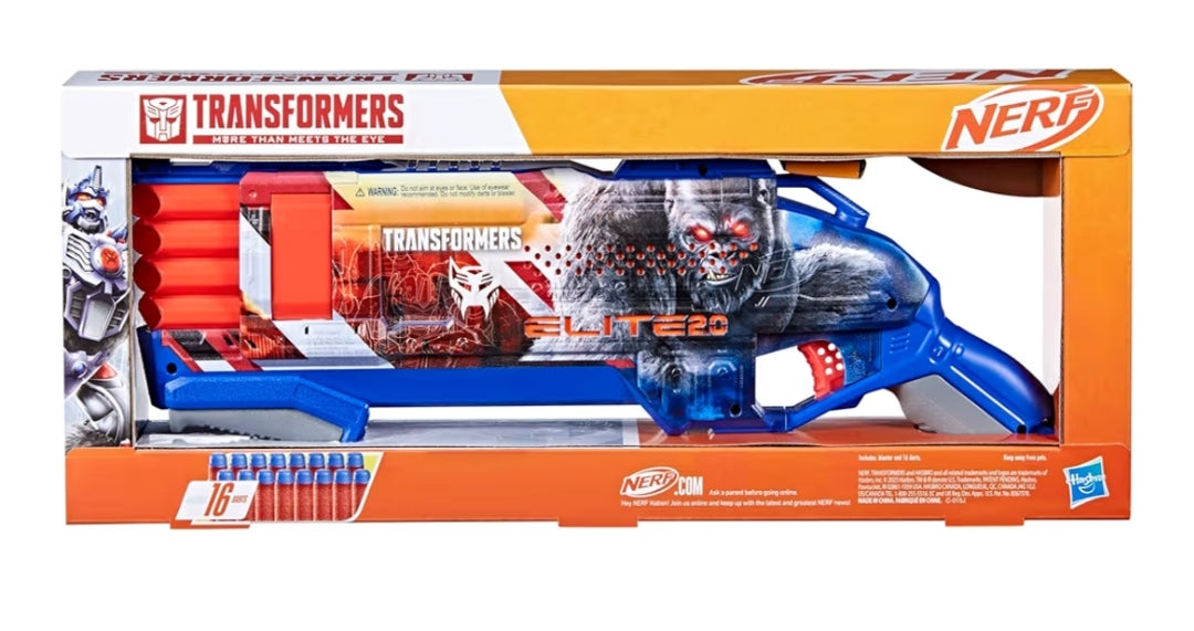NERF Transformers Optimus Primal Dart Blaster w/ 16 Elite Darts Toy Foam Blasters
