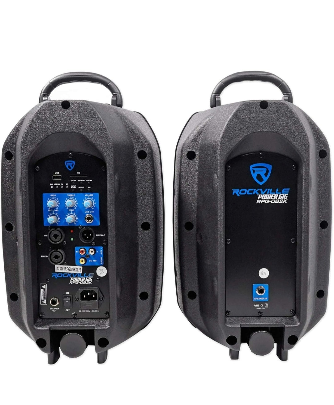Rockville RPG082K Dual 8" Portable PA System+Bluetooth+Mic+Stands+Cables+Bags