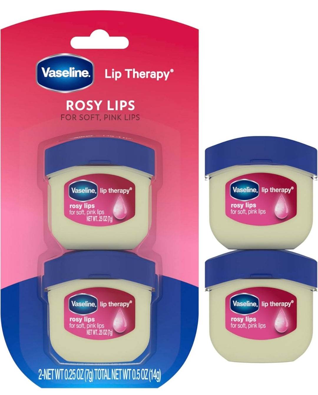 Vaseline Lip Therapy Lip Balm Mini 2 Pack Rosy 0.25 oz