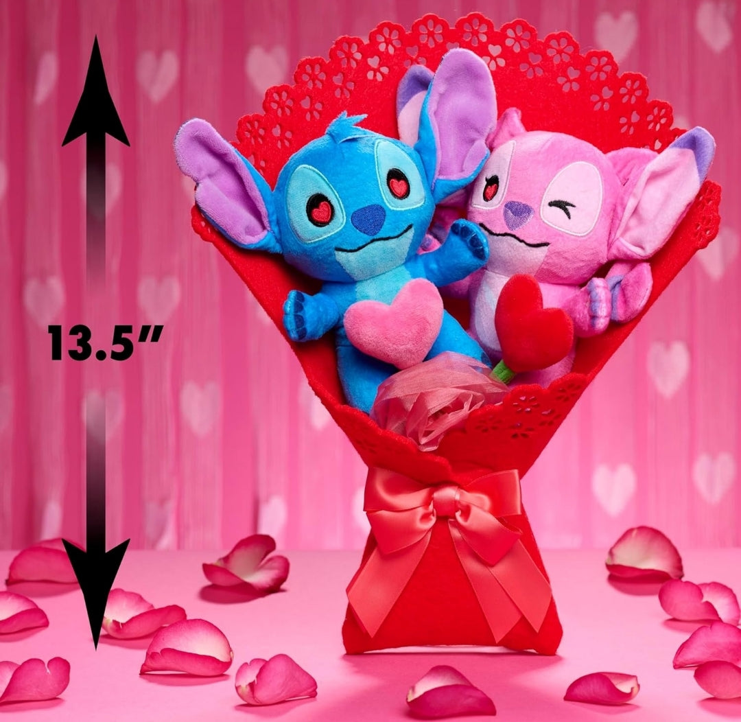 Disney Stitch Valentine 13.5-inch Medium Plush Bouquet, 4 Stuffed Animals Included, Kids Toys for Ages 3 Up by Just Play