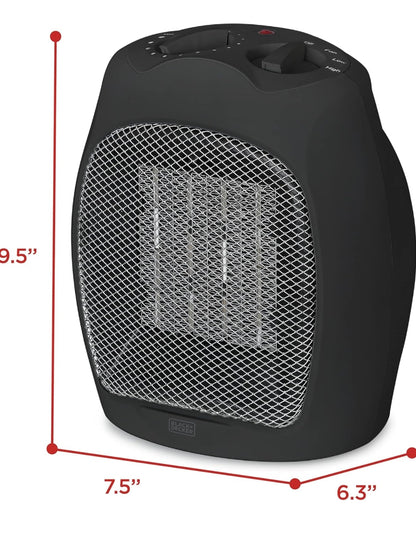 BLACK+DECKER Klein Ruimteverwarmer, 1500W Keramiekverwarmer vir Binnenshuise Gebruik