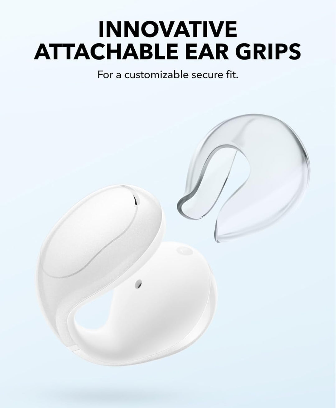 Soundcore C30i by Anker, Open-Ear Earbuds, Clip-On Headphones, Lightweight Comfort, Stable Fit, Firm-Shell Design, Attachable Ear Grips, Big Drivers for Clear Audio, 30H Play, IPX4 Water-Resistant