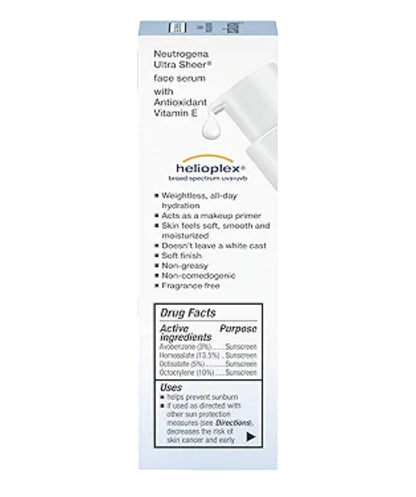 Neutrogena Ultra Sheer Gesigsonbrandroom met Vitamien E & SPF 60 UVA/UVB-beskerming Geurvry Waterbestand - 1.7 Fl Oz