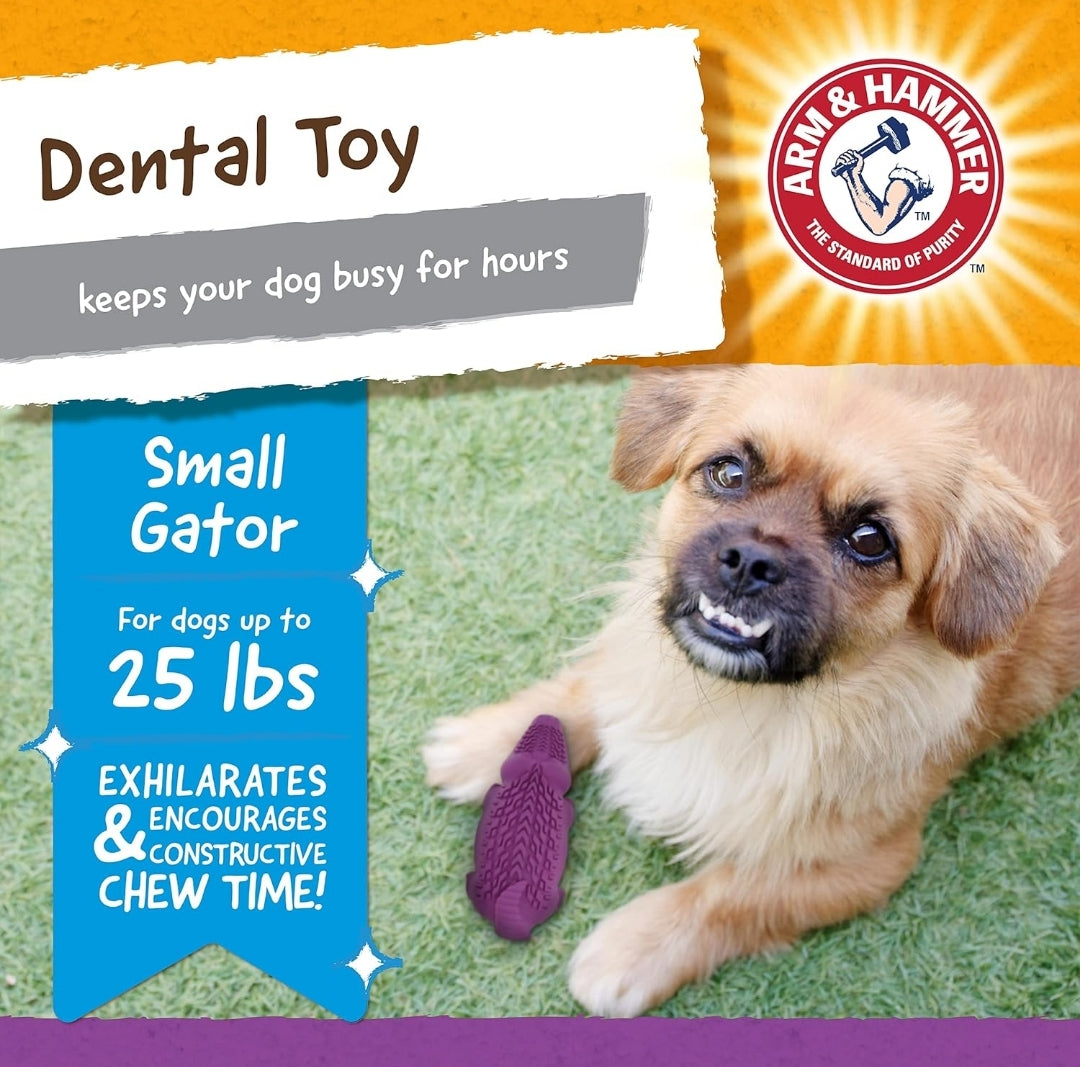 Arm & Hammer for Pets Super Treadz Mini Gator Dental Chew Toy for Dogs Best Dental Dog Chew Toy Dog Dental Chew Toys Reduce Plaque & Tartar Buildup Without Brushing (Pack of 24)