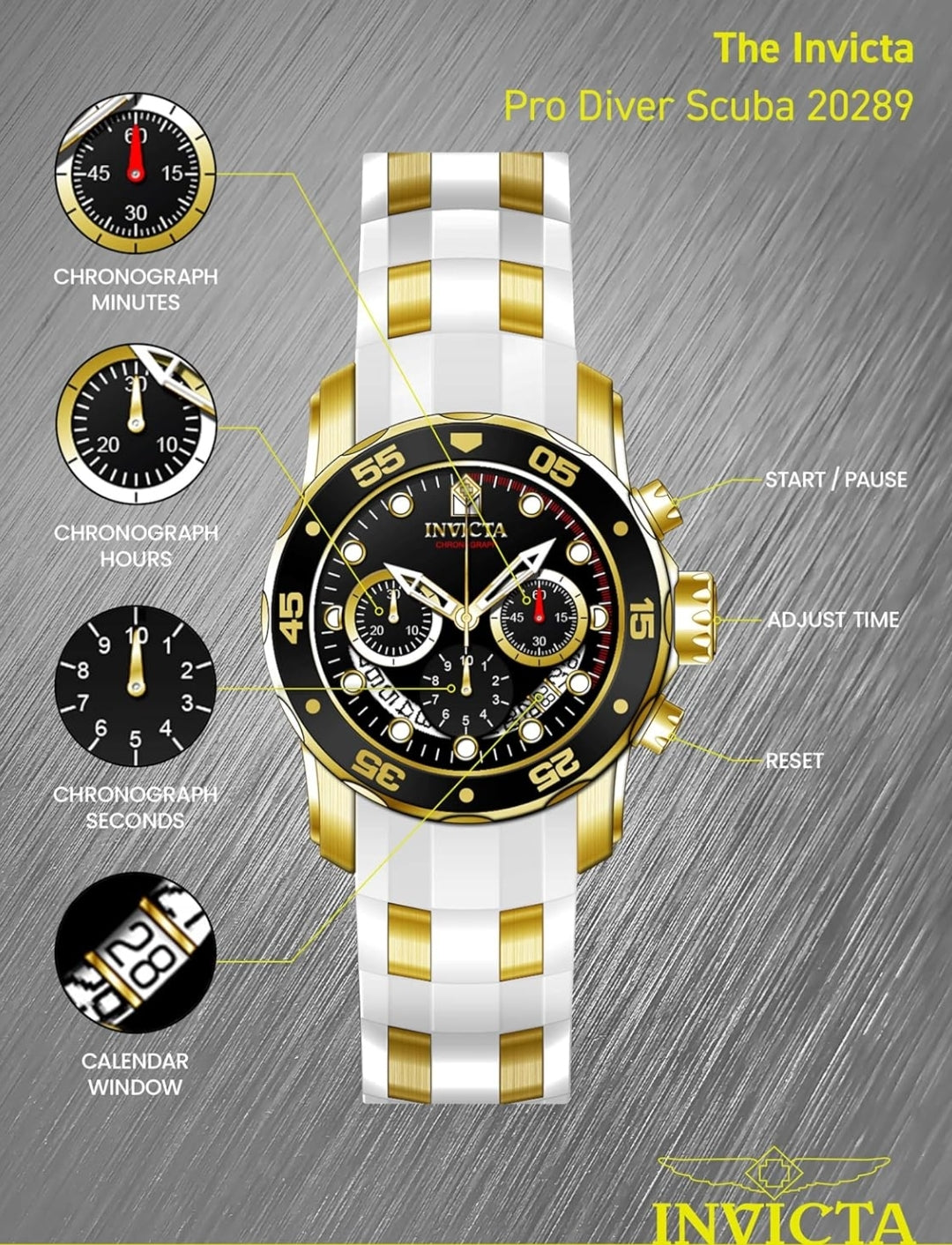 Invicta Men's 20289 Pro Diver Analog Display Quartz White Watch