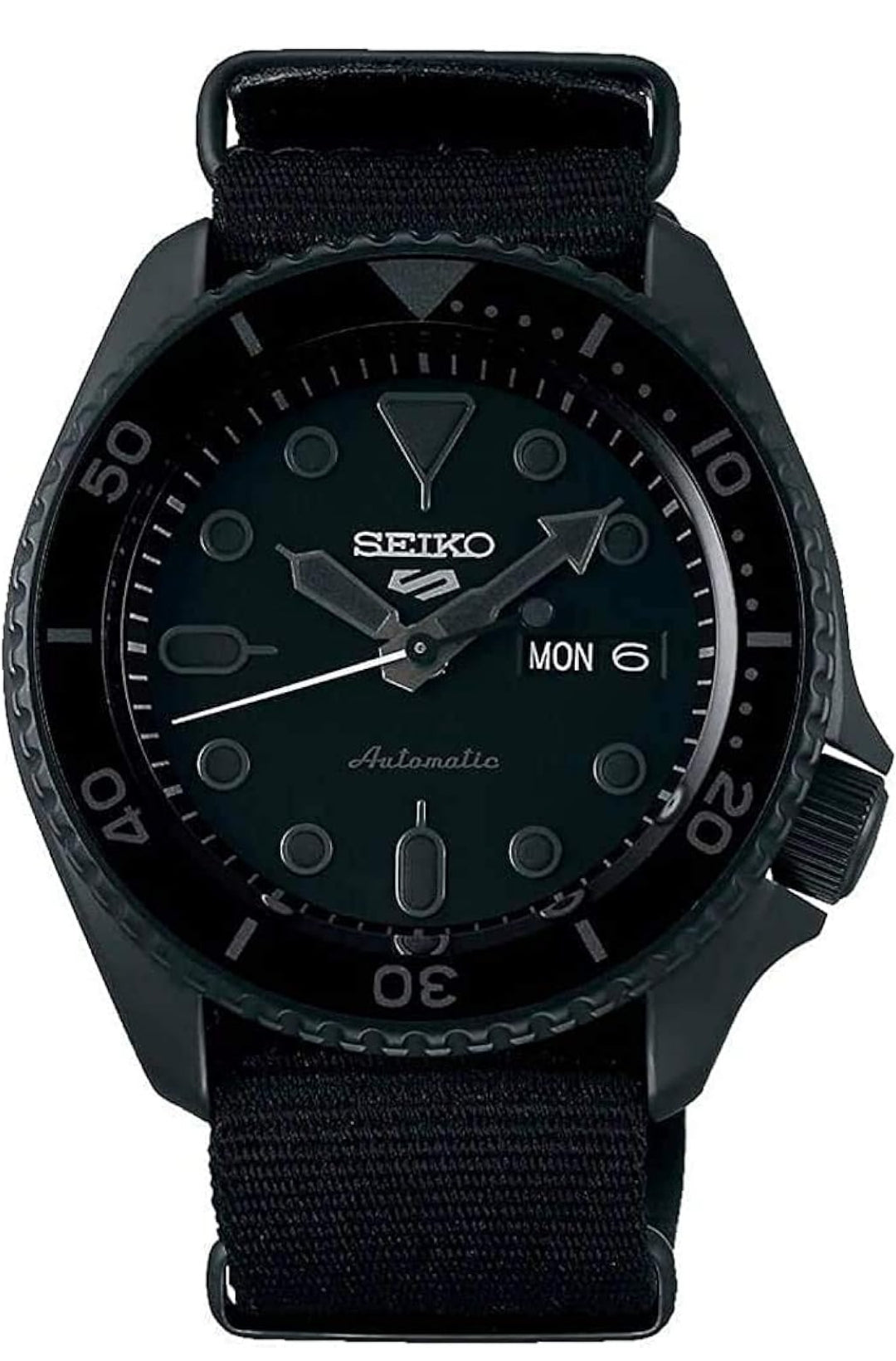 SEIKO Sports 5 Manshorlosie Swart 42.5mm Vlekvrye Staal