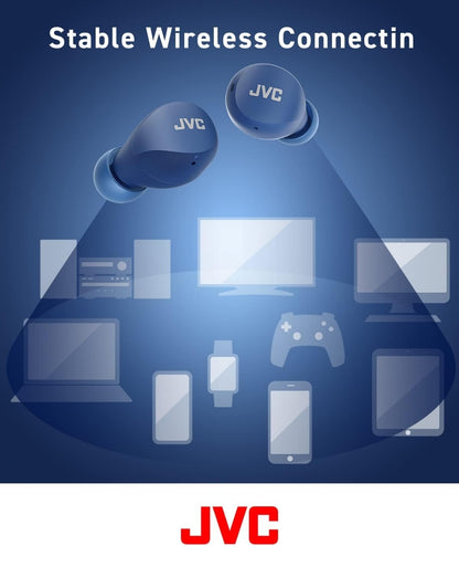 JVC Kompakte en Liggewig Gumy Mini Ware Draadlose Oorfone, Lang Batterylewe (tot 23 Uur), Klank met Neodymium Magneetbestuurder, Waterbestandheid (IPX4) - HAA6TA (Blou)