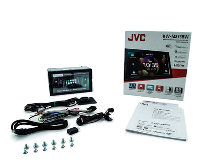 JVC Ingeboude Wi-Fi vir Draadlose CarPlay Android Auto, 6.8" LCD-raakskerm, AM/FM, Bluetooth, MP3-speler, USB-poort, Dubbel DIN, 13-band EQ, SiriusXM Motorradio