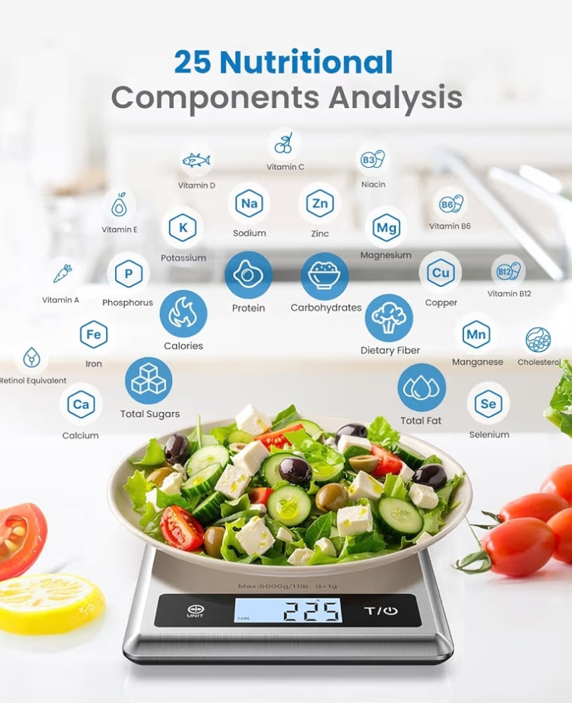 Bundle Smart Body Measuring Tape + Digital Food Scale with Nutritional Calculator, Smart Food Kitchen Scale