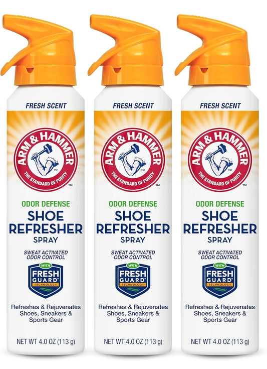 Arm en Hammer Skoenverfrisser Spuit, Multidoel Reukverwyderaar vir Alle Soorte Skoeisel 4oz (3 Pak)