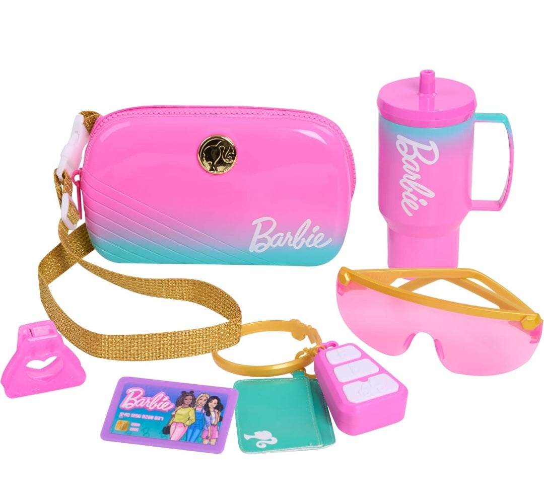 Barbie Trend Fashion Bag Set, 8-Pieces, Ombre Purse and Cup, Dress Up and Pretend Play, Kids Toys for Ages 3 Up by Just Play