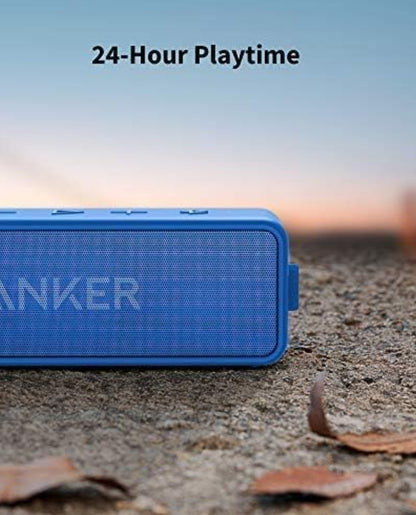 Anker Soundcore 2 12W Portable, Wireless Bluetooth Speaker with Better Bass, 24-Hour Playtime, 66ft Bluetooth Range, IPX7 Water Resistance, Built-in Mic, Ideal for Shower, Travel, Party, Beach - Blue
