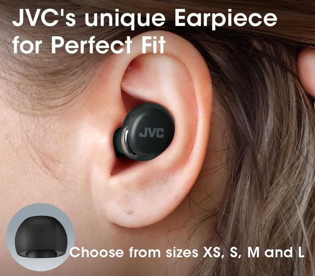 JVC Ware Draadlose Kompakte Oordopjes – Aktiewe Geraaskansellasie - Bluetooth 5.3 Oordopjes Koptelefoon vir iPhone, Android - 27 Uur Speeltyd, Lae Latensie Modus - IPX4 Sweet-/Reënbestand, Vinniglaai Tas, Mikrofoon