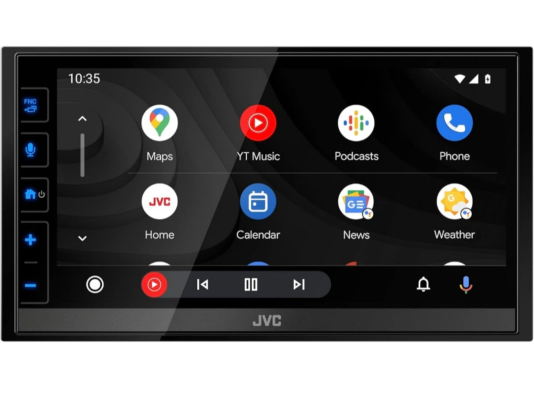 JVC KW-M780BT Apple CarPlay Android Auto Digitale Mediaspeler, Dubbel DIN, 6.8 Duim LCD Raakskerm, AM/FM, Bluetooth, MP3-speler, USB-poort, iDatalink Maestro, SiriusXM, Klas D Versterker, Motorradio