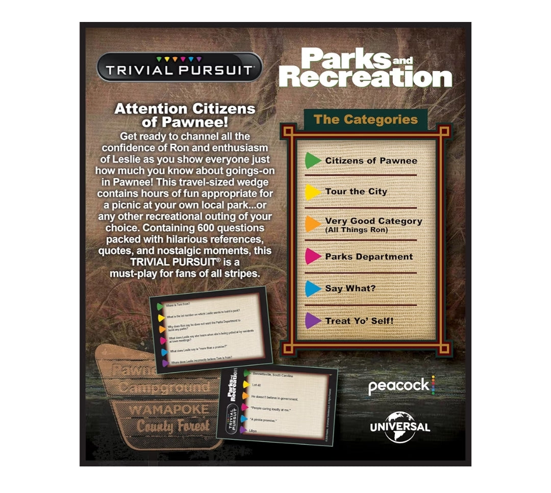 Trivial Pursuit Parks and Recreation, Trivia Game from Parks and Recreation TV Series, 600 Questions & Die in Travel Container, Officially Licensed Parks and Recreation Merchandise & Collectible