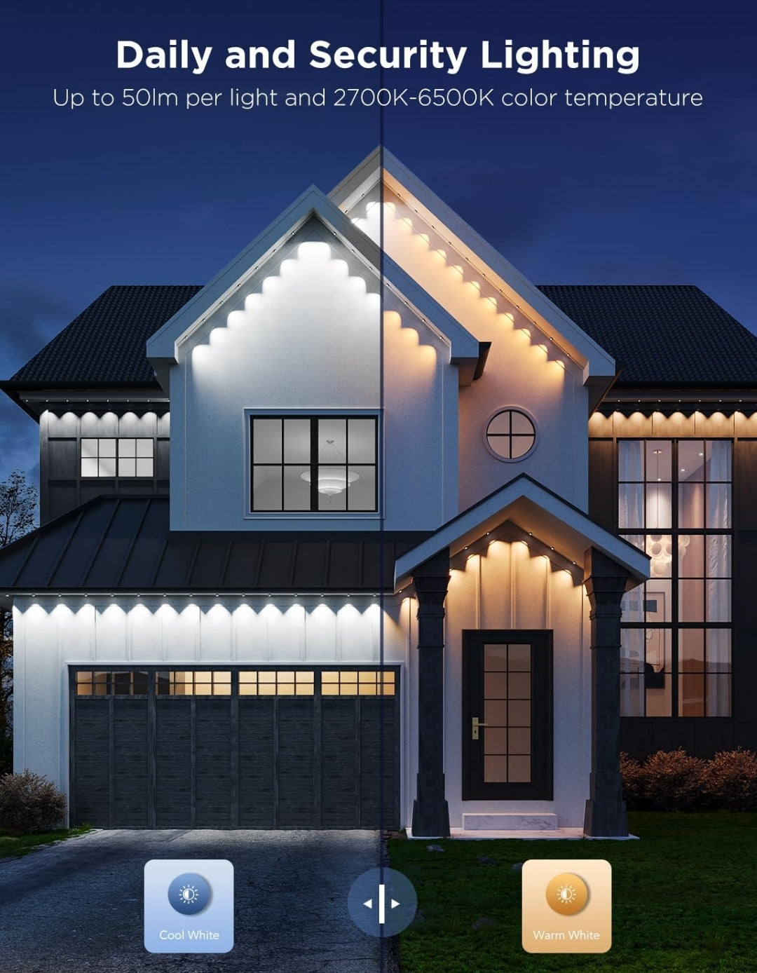 Permanent Outdoor Lights Pro, 150ft with 90 RGBIC LED Lights for Daily and Accent Lighting, 75 Scene Modes for Outdoor Decor, IP67 Waterproof, Works with Alexa, Google Assistant, Matter, Black