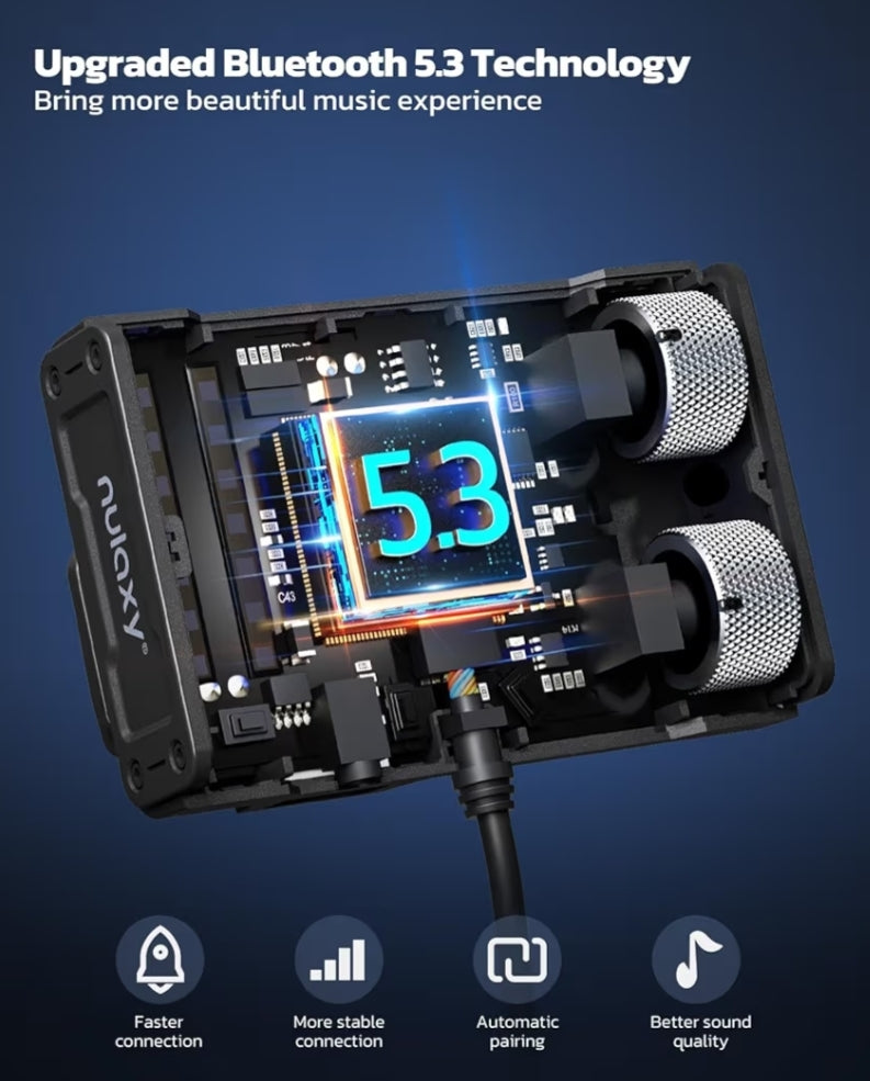 Bluetooth 5.3 Motor-FM-sender m/ Spiraal Intrekbare Kabel, DSP-geraasdemping & Tipe-C, Hands-vrye Oproepe & Musiekstroming