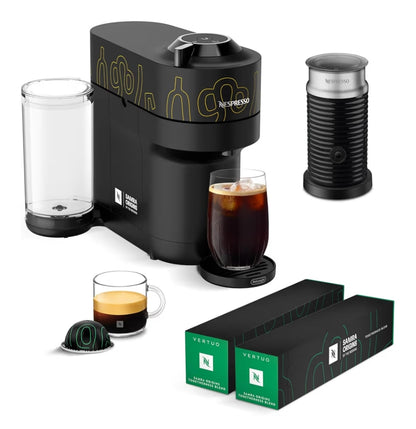 Nespresso Vertuo Pop+-koffie- en espressomasjien deur De'Longhi, Aeroccino3-melkskuimer, dubbele espresso, ligte brand – 20 Kapsules