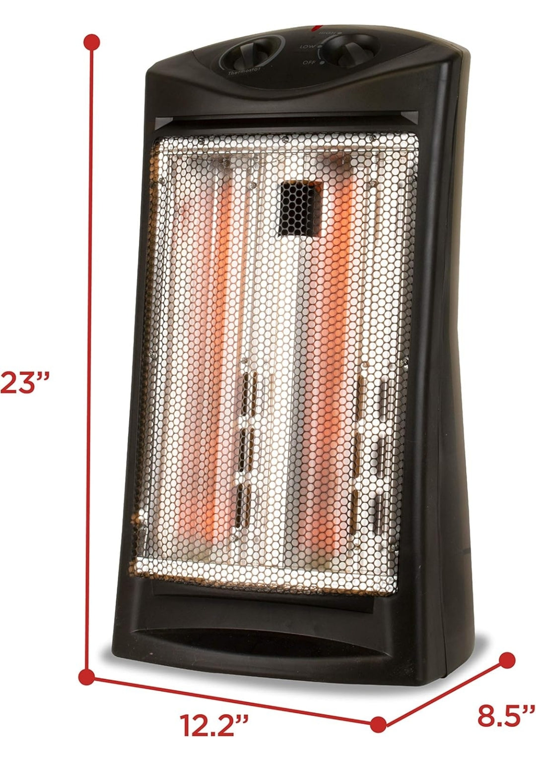 BLACK+DECKER Infrarooi Strale Kwarts Toring Verwarmer, 1500W Ruimteverwarmer met Verstelbare Termostaat, Draagbare Verwarmer met 2 Verstellings, Persoonlike Verwarmer vir Huis en Kantoor, BHTI06, Swart