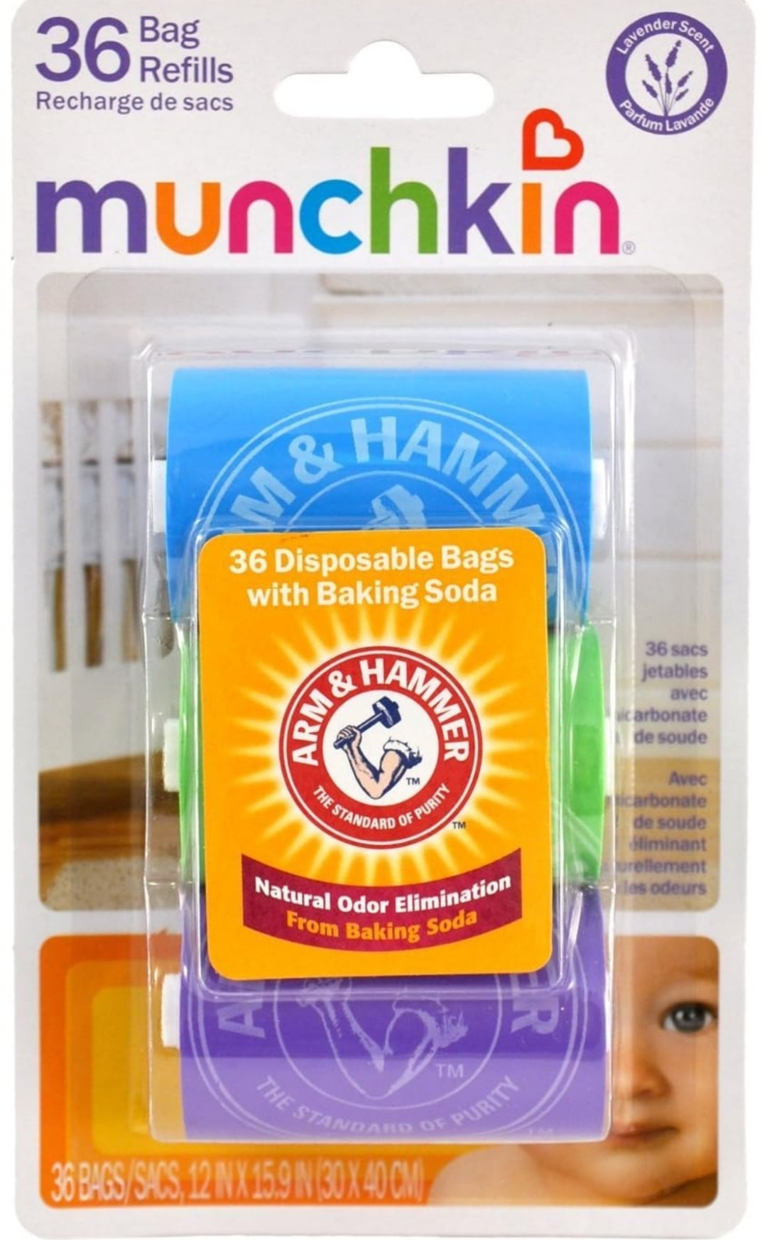 Munchkin Arm & Hammer Diaper Bag Refill - 3 Pack (36CT)