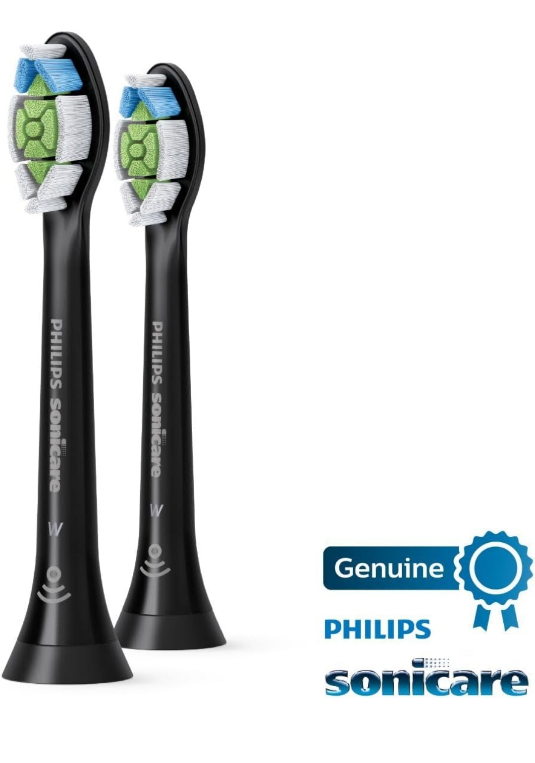 Philips Sonicare Oorspronklike W DiamondClean Tandeborselkoppe, 2 Borselkoppe (Swart) HX6062/95