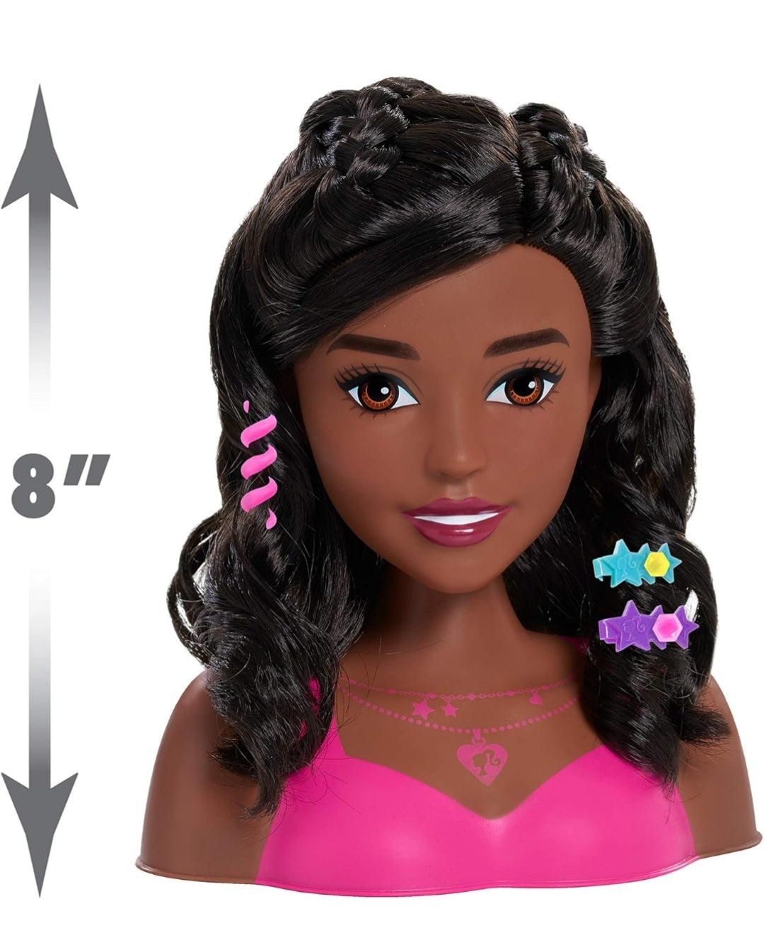 Barbie Fashionistas 8-inch Styling Head, Black Hair, 20-pieces