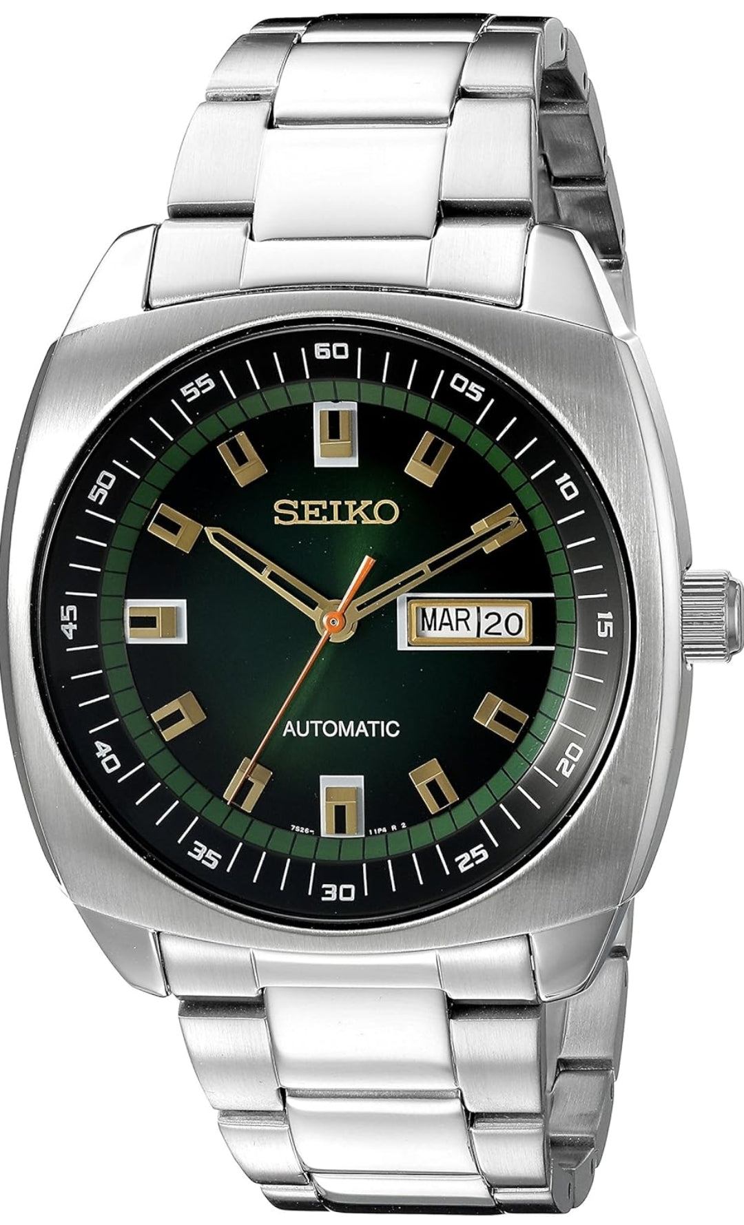 SEIKO Outomatiese Horlosie vir Mans - Recraft-reeks - Vlekvrye Staal Kas en Armband, Dag/Datum Kalender, 50m Waterbestand, en 41 Uur Kragreserwe