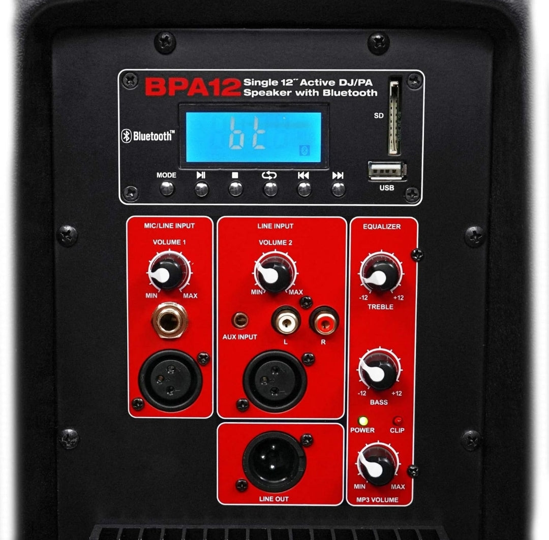 Rockville (2) BPA12 12" Professional Powered 600 Watt DJ PA Speakers w Bluetooth